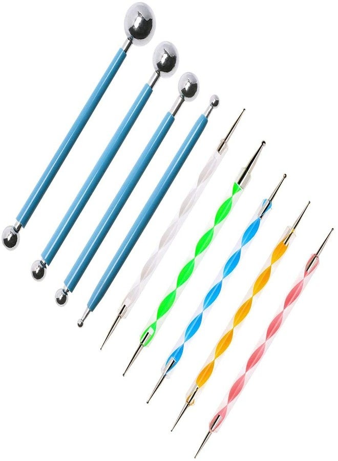 URBAN BOX Dotting Tools 9Pcs Ball Embossing Stylus Set for Mandala Rock Painting Pottery Clay Modeling Carbon Transfer Paper Nail Art Ornaments Art Craft DIY(4 Ball Tools & 5 Acrylic Dotting Tools) - Image 1